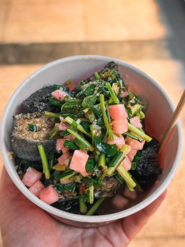 Street food in Chongqing with tofu and local specialties