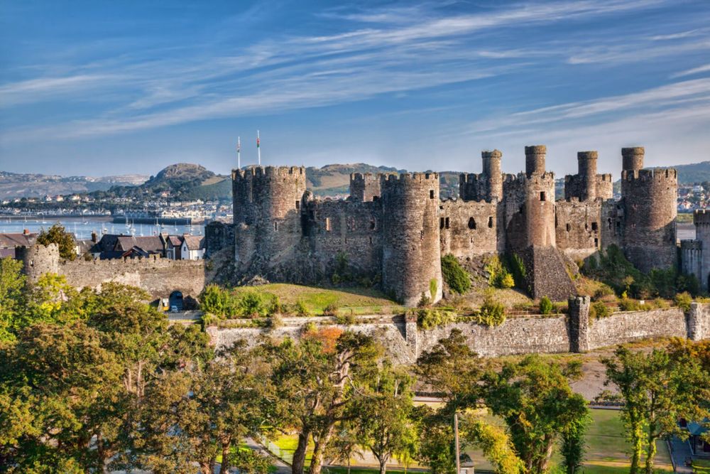 Wales landscape with castles and beaches